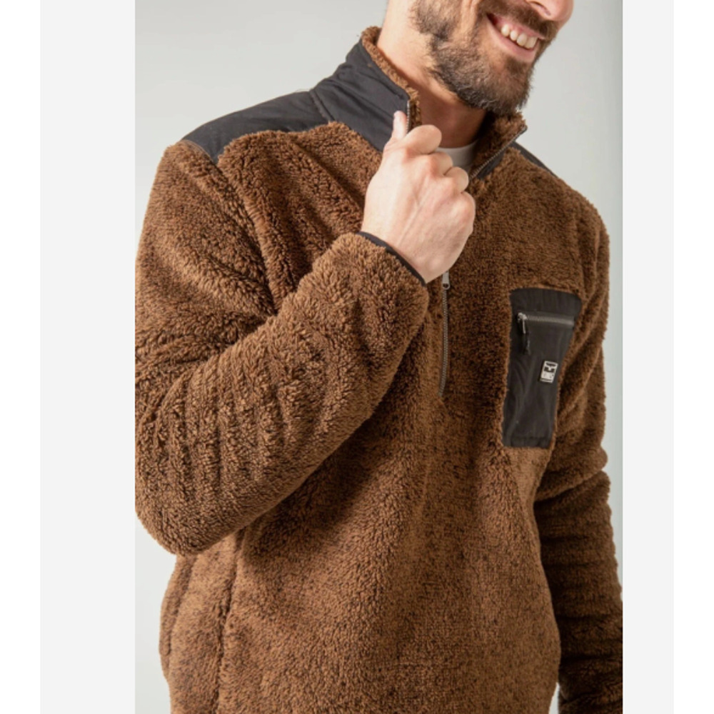 Kimes Ranch Men's Size XL Whiskey Fleece 1/4 Zip Pullover Brown jacket cozy